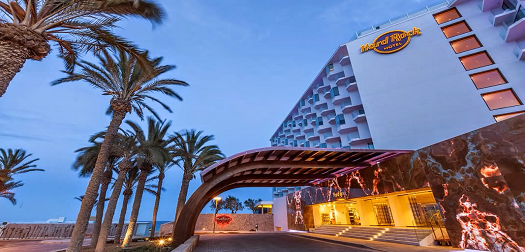 The entrance of the Hard Rock Ibiza The entrance of the Hard Rock Ibiza