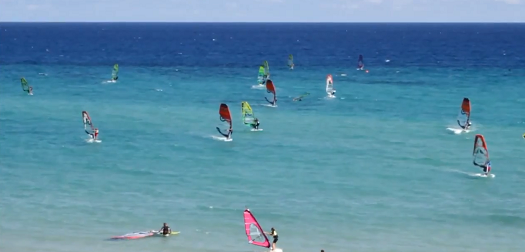 Windsurfers at Playa Barca Windsurfers at Playa Barca