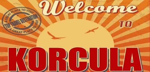 Korcula retro poster Vintage Touristic Welcome Card - Korcula, Croatia, vector illustration