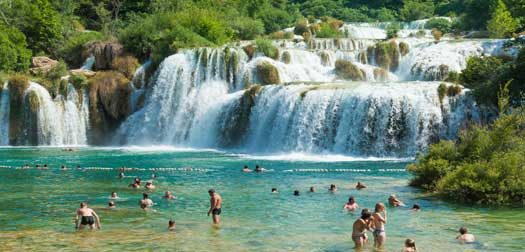 People on the Lake KRKA, CROATIA - JULY 28, 2012: People on the lake on July 28, 2012 in Krka, Croatia. The Krka National Park is one of eight national parks in Croatia.