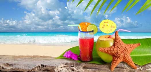 Coconut cocktail starfish tropical Caribbean beach refreshment