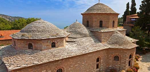 Panagia Evangelistria monastery at Skiathos island in Greece Panagia Evangelistria monastery at Skiathos island in Greece