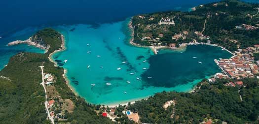 Aerial view of Paxos island Greece
