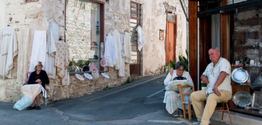 cyprus 34779220 - leukara, cyprus ? october 1: women knitting traditional clothing on october 1, 2014 at leukara village, cyprus.