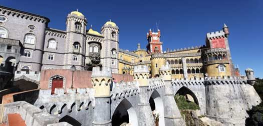part of pena castle in sintra, portugal