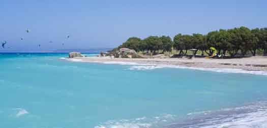 beautiful but windy beach in kremasti, rhodes island, greece beautiful but windy beach in kremasti, rhodes island, greece