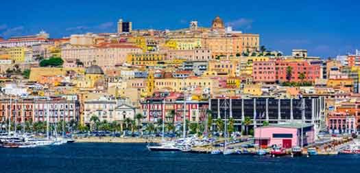 cagliari, sardinia, italy coastal skyline on the mediterranean sea. cagliari, sardinia, italy coastal skyline
