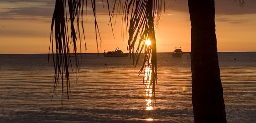 Romantic colorful sunset from a beach in Jamaica
